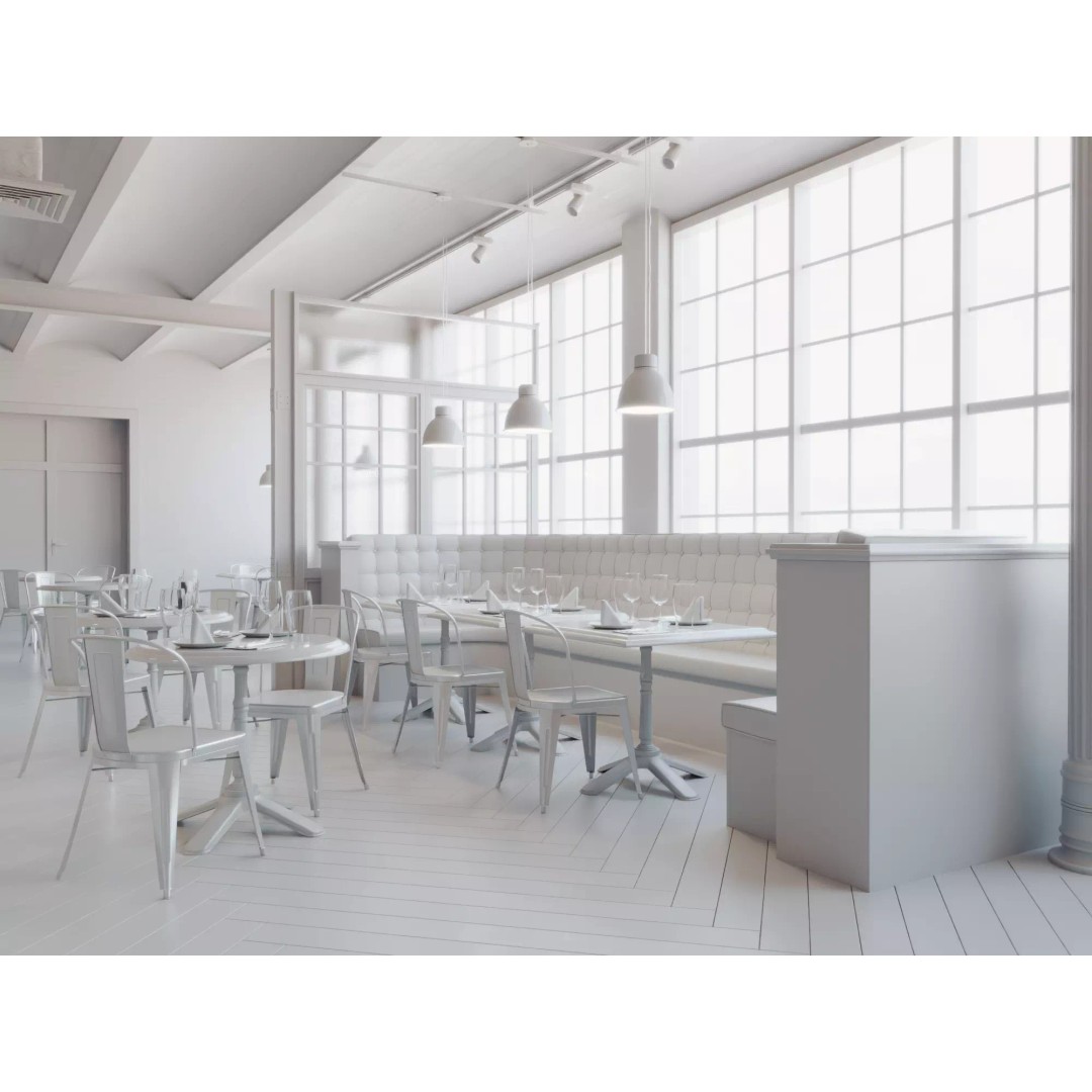 Industrial Restaurant Interior 3D Model – Low Poly Game Asset, FBX - View 11