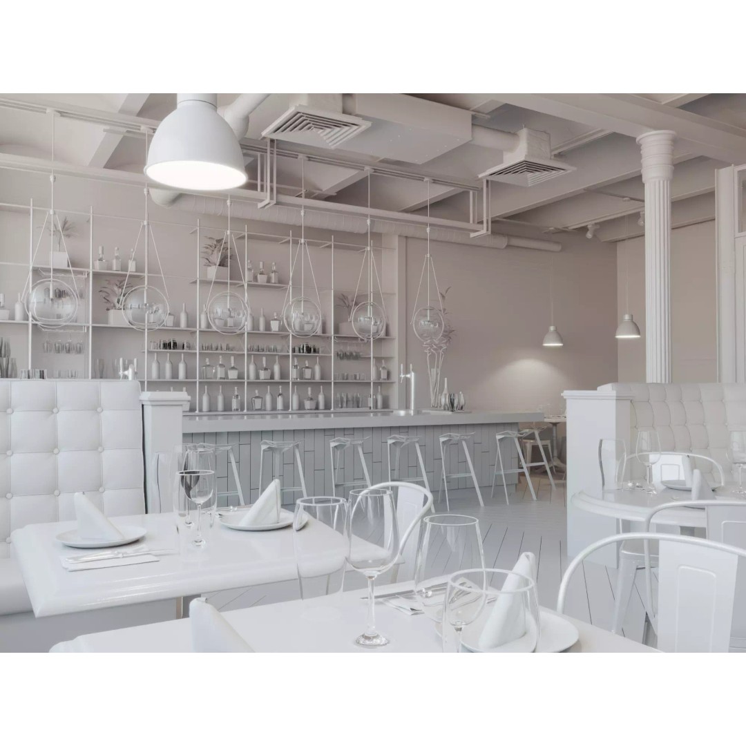 Industrial Restaurant Interior 3D Model – Low Poly Game Asset, FBX - View 12