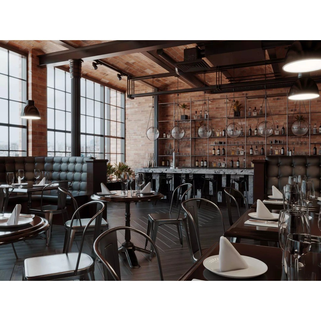 Industrial Restaurant Interior 3D Model – Low Poly Game Asset, FBX - View 4