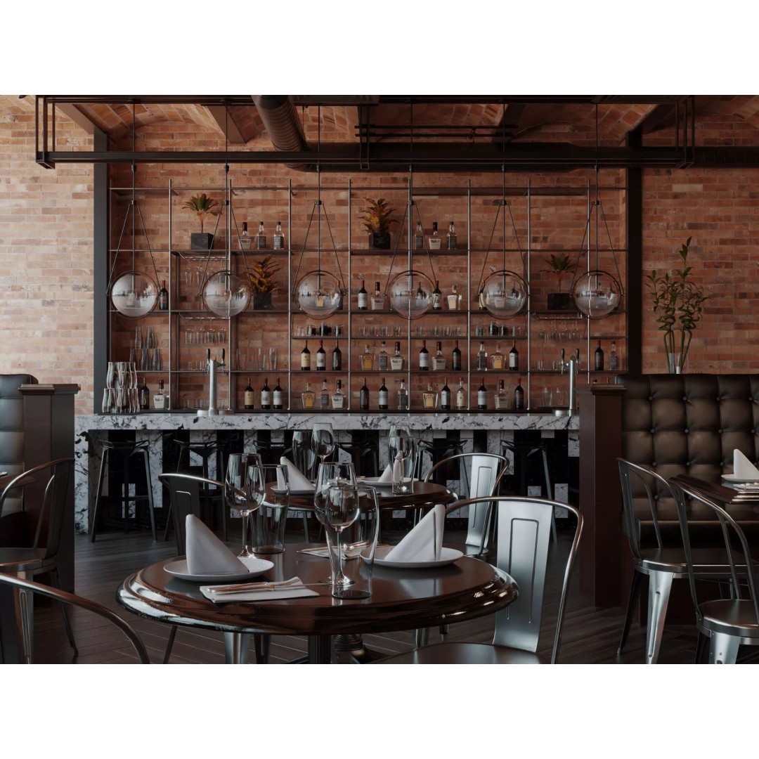 Industrial Restaurant Interior 3D Model – Low Poly Game Asset, FBX - View 7