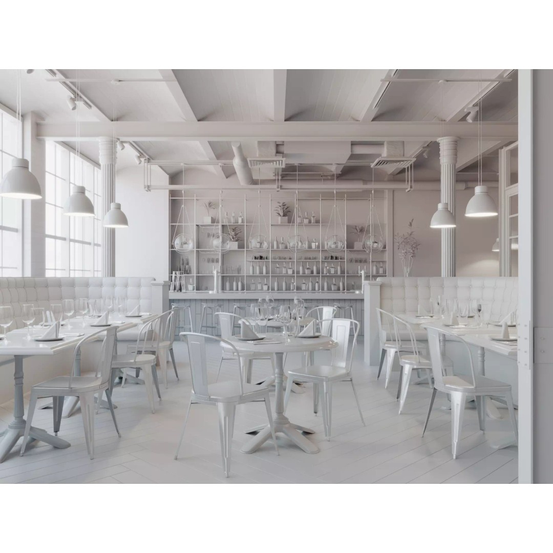 Industrial Restaurant Interior 3D Model – Low Poly Game Asset, FBX - View 8