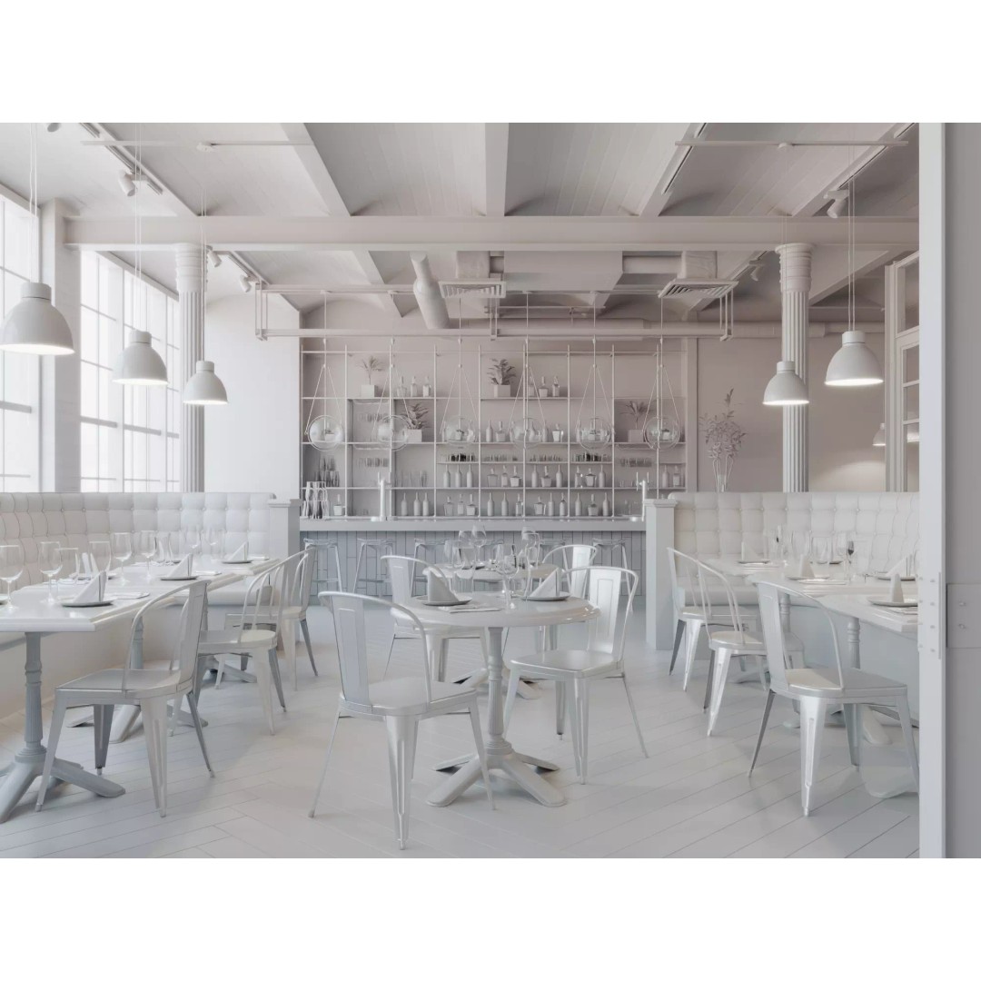 Industrial Restaurant Interior 3D Model – Low Poly Game Asset, FBX - View 9