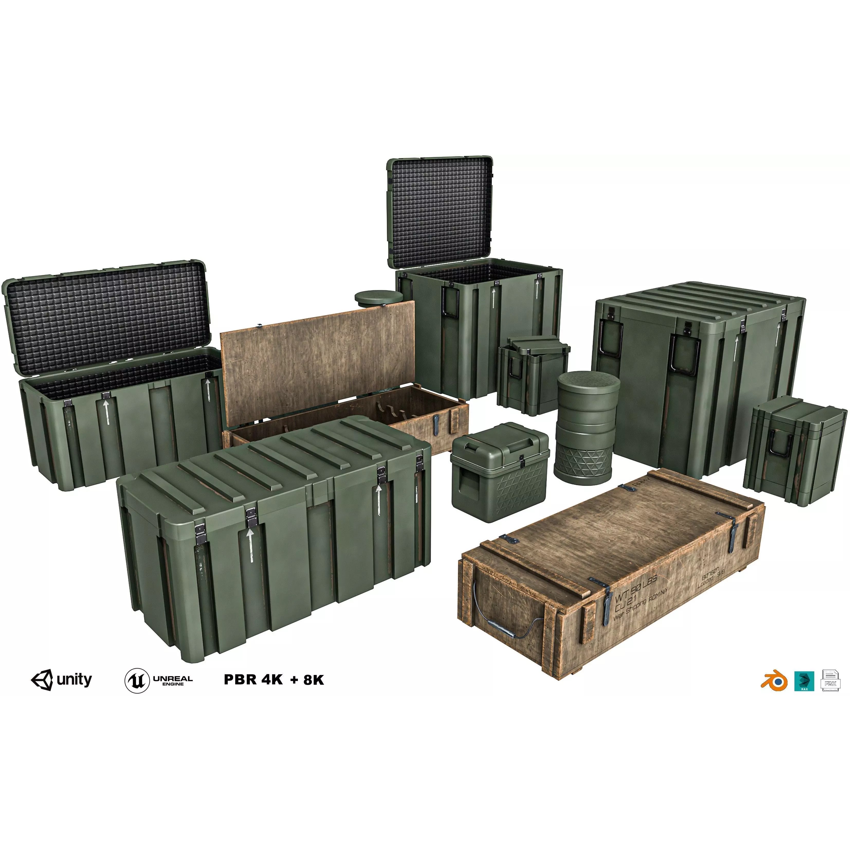 Military Crate Package - Low-Poly Game-Ready 3D Model - View 2