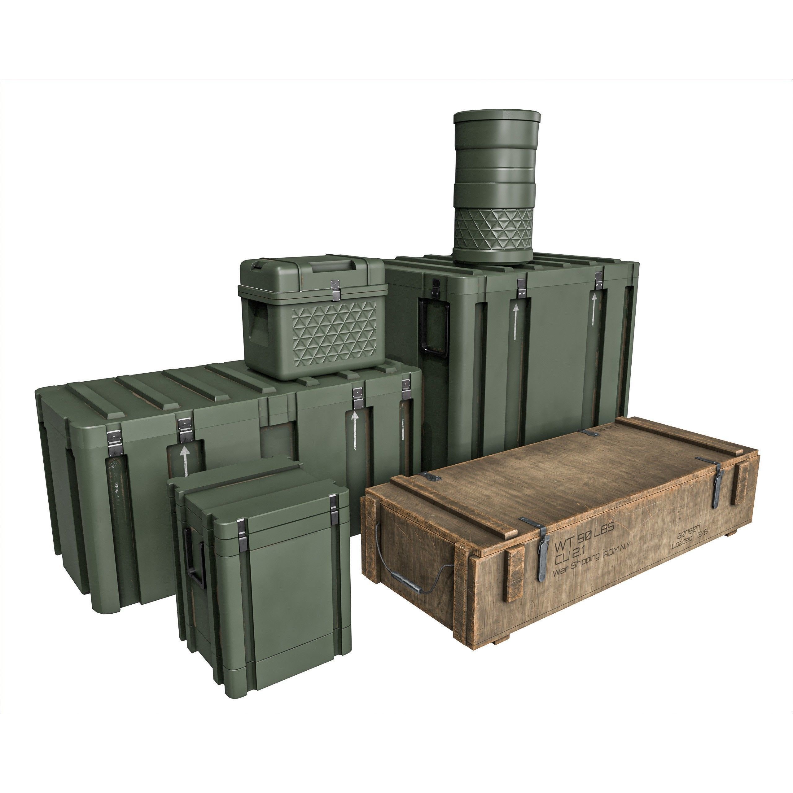 Military Crate Package - Low-Poly Game-Ready 3D Model - View 4