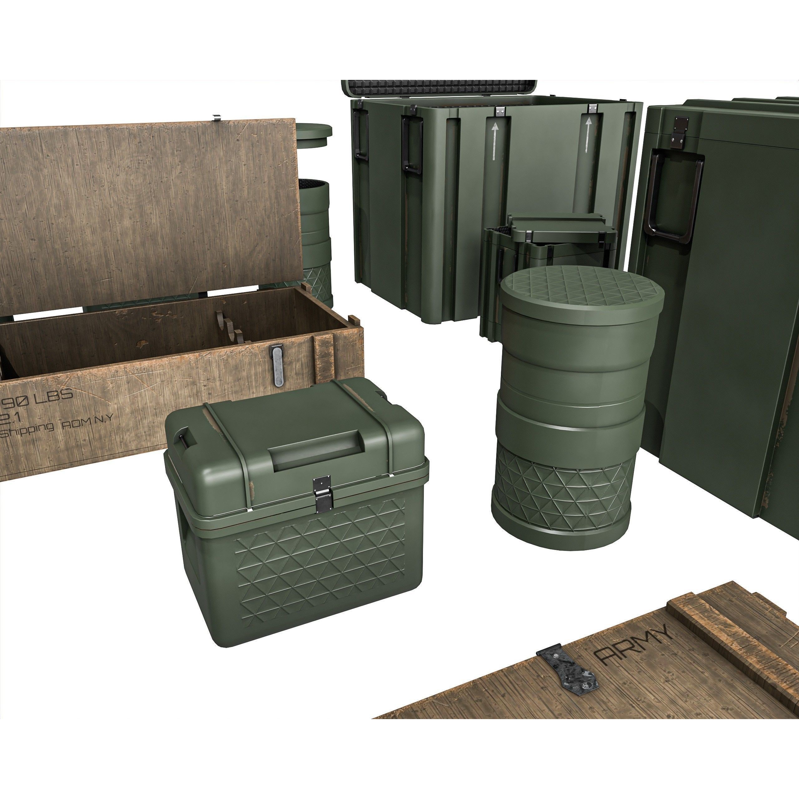 Military Crate Package - Low-Poly Game-Ready 3D Model - View 9