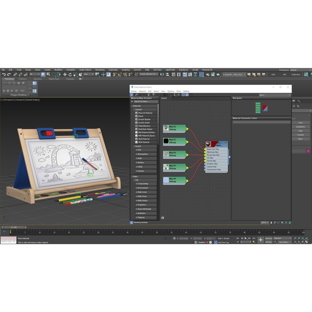 Magnetic Board 3D Model – Low Poly Educational Toy, FBX, OBJ, PBR