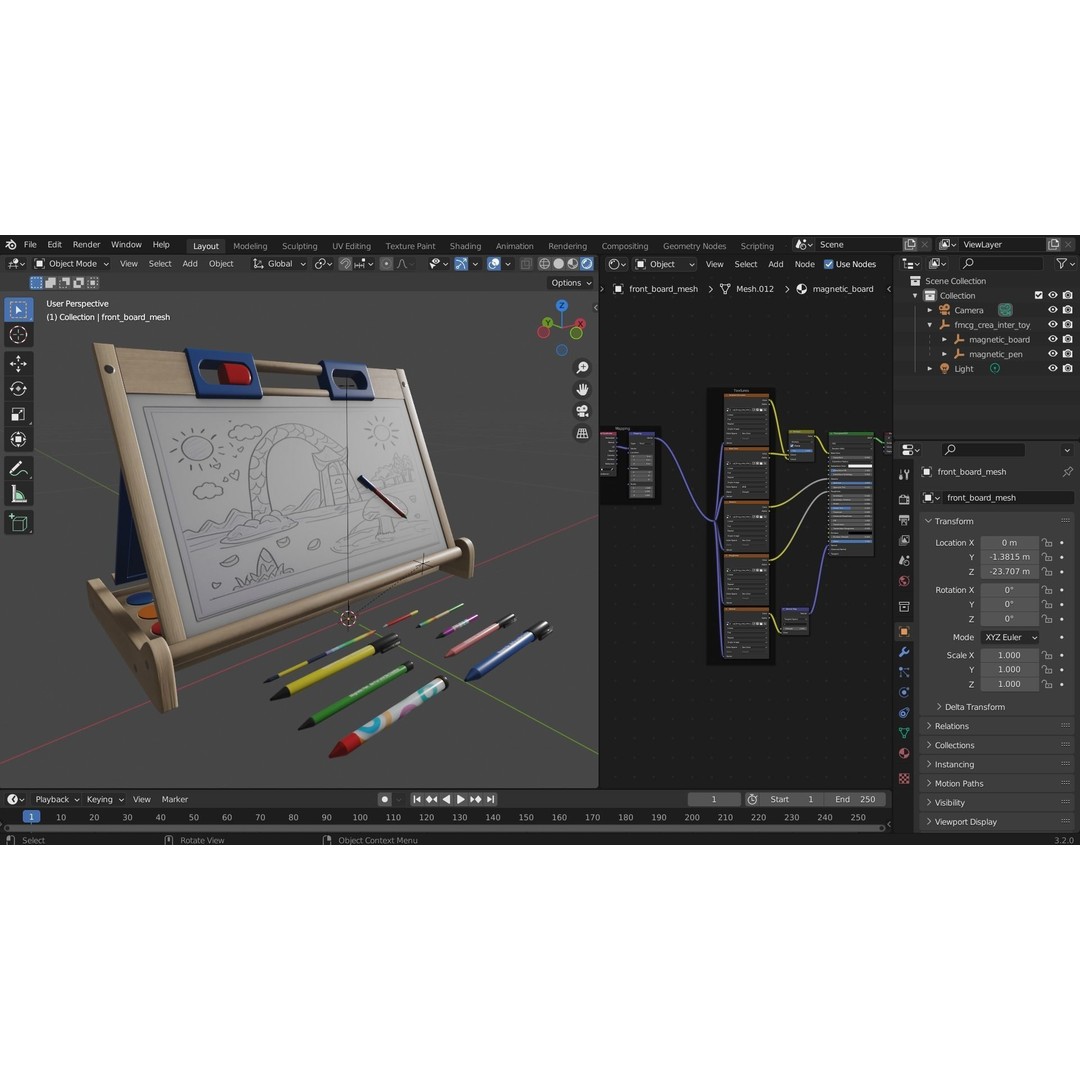 Magnetic Board 3D Model – Low Poly Educational Toy, FBX, OBJ, PBR - View 10