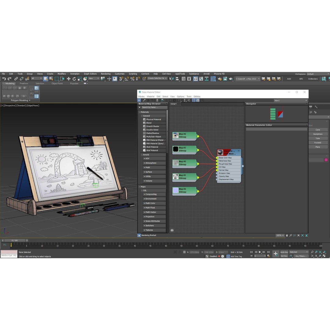 Magnetic Board 3D Model – Low Poly Educational Toy, FBX, OBJ, PBR - View 12