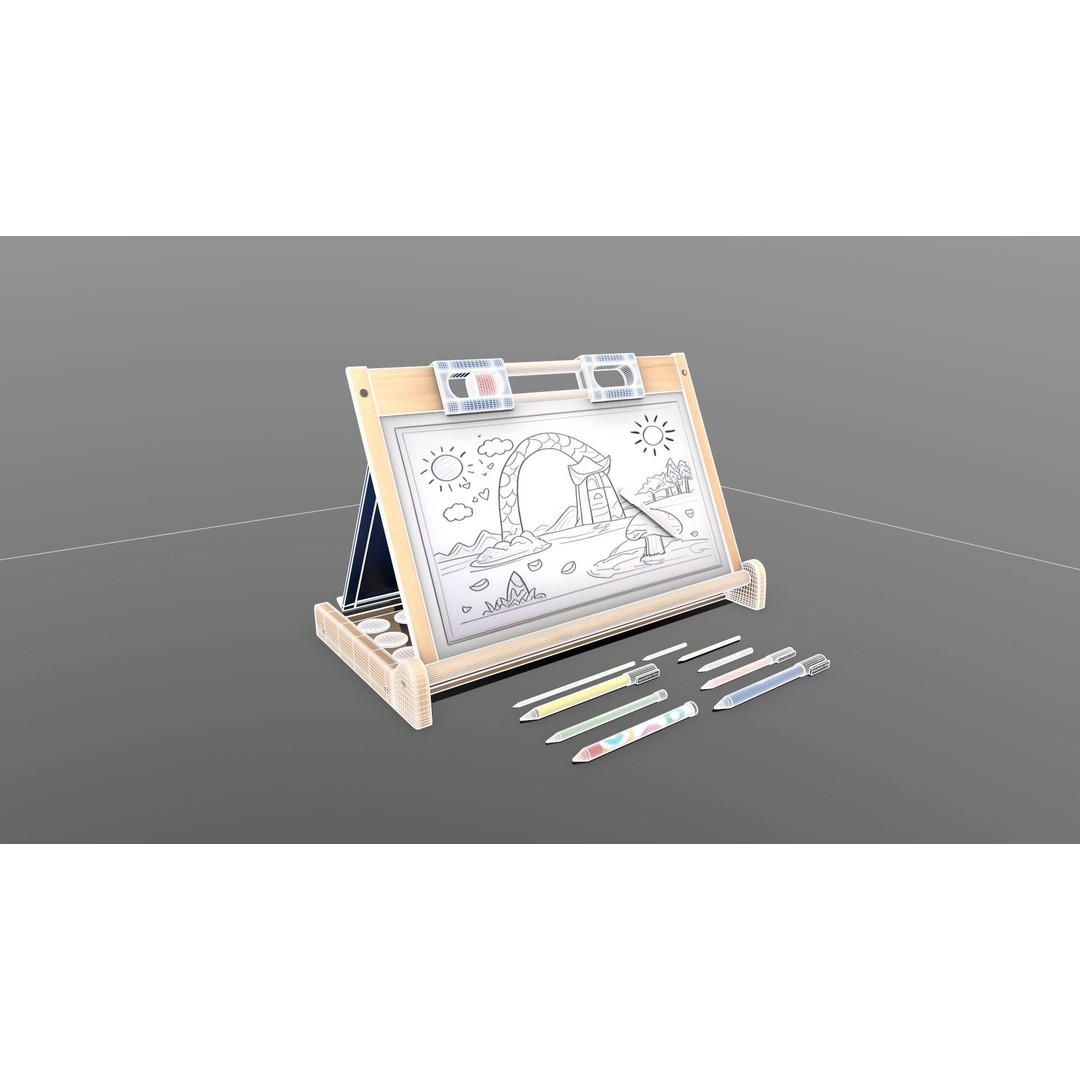 Magnetic Board 3D Model – Low Poly Educational Toy, FBX, OBJ, PBR - View 4