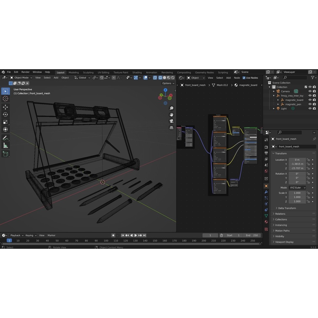 Magnetic Board 3D Model – Low Poly Educational Toy, FBX, OBJ, PBR - View 7