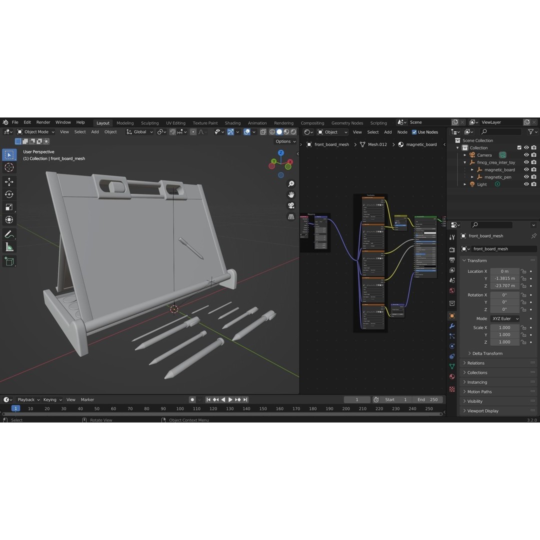 Magnetic Board 3D Model – Low Poly Educational Toy, FBX, OBJ, PBR - View 8