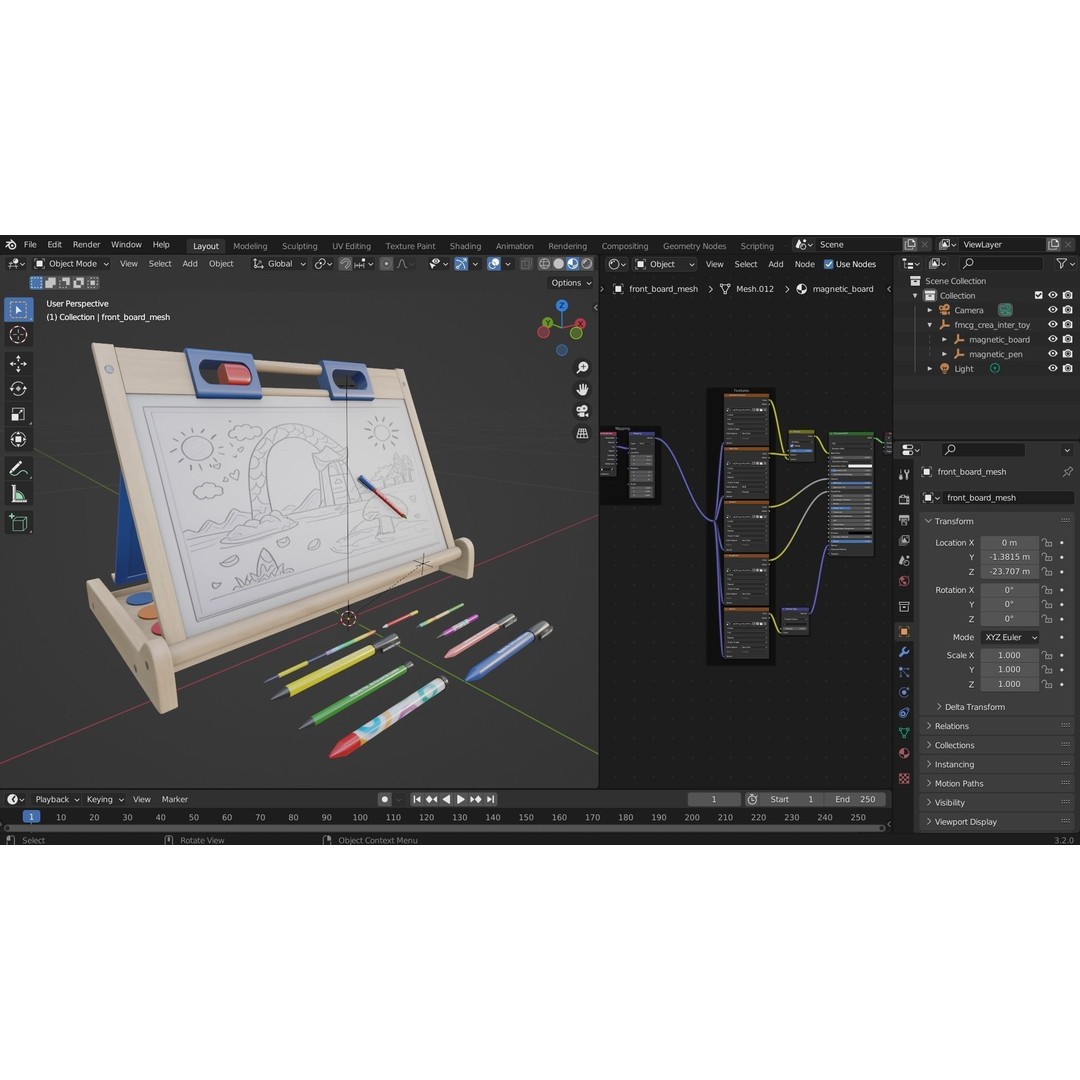 Magnetic Board 3D Model – Low Poly Educational Toy, FBX, OBJ, PBR - View 9