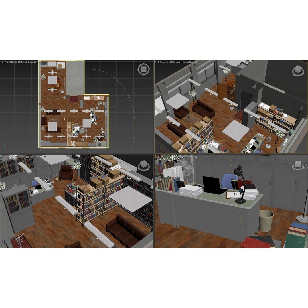 Lawyers Office 3D Model – Low Poly Environment for Drama, FBX - View 3
