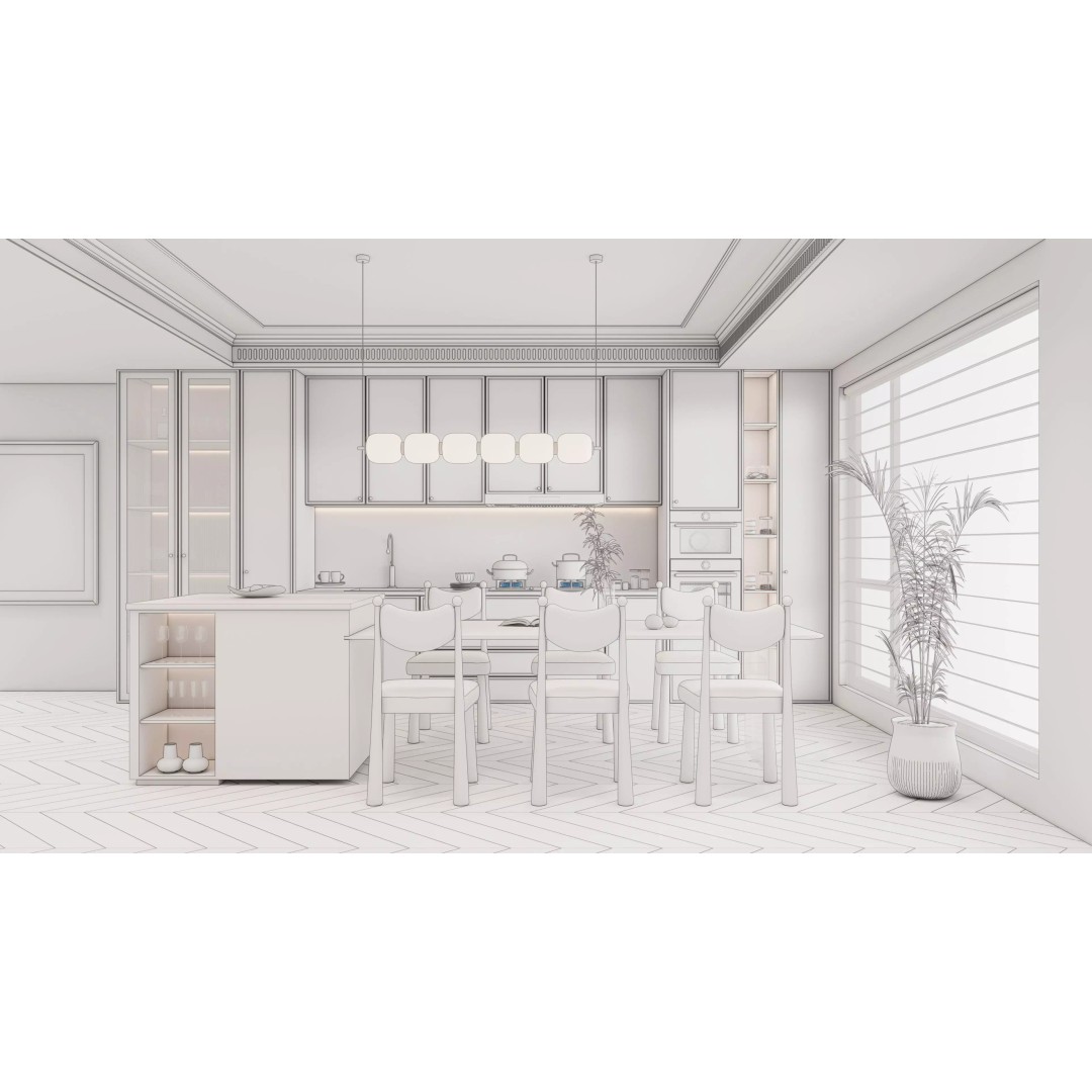 Modern Kitchen 3D Model – Photorealistic Interior with Textures, Blender, FBX