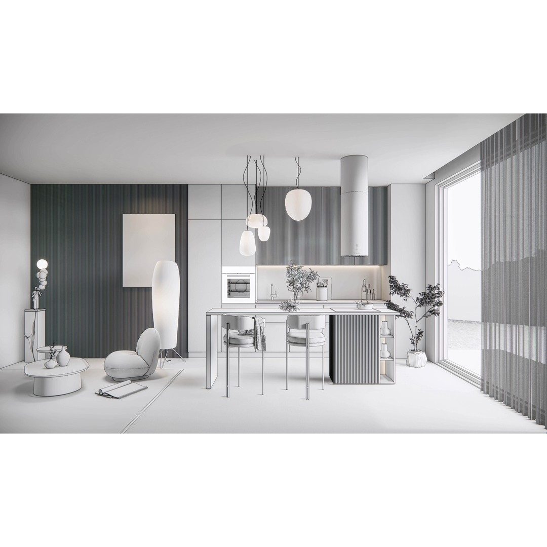 Kitchen 3D Model – Fully Parametric Resizable Scene, Blender, FBX