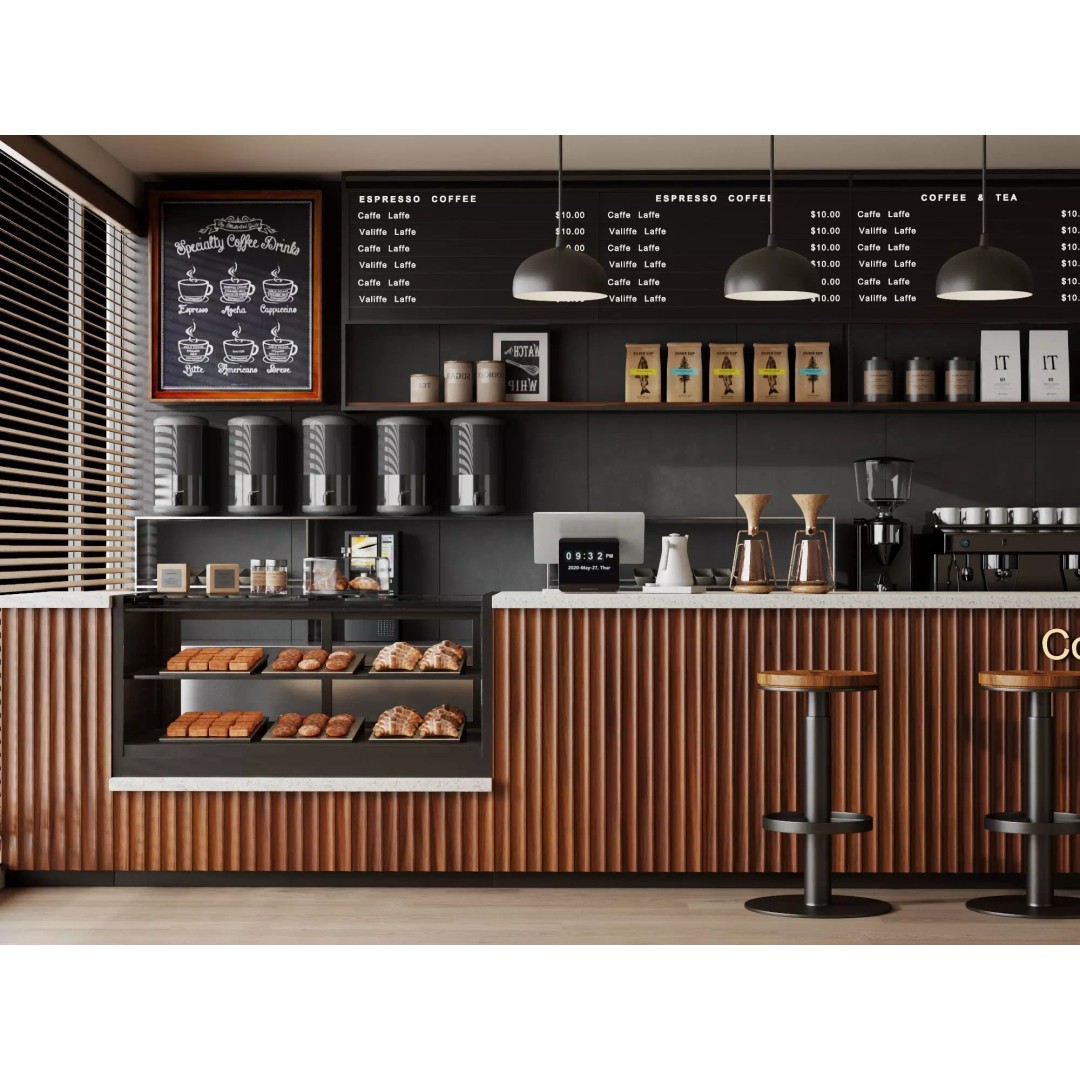 Modern Coffee Shop Interior Scene 3D Model – Low Poly PBR Asset, FBX, OBJ - View 5