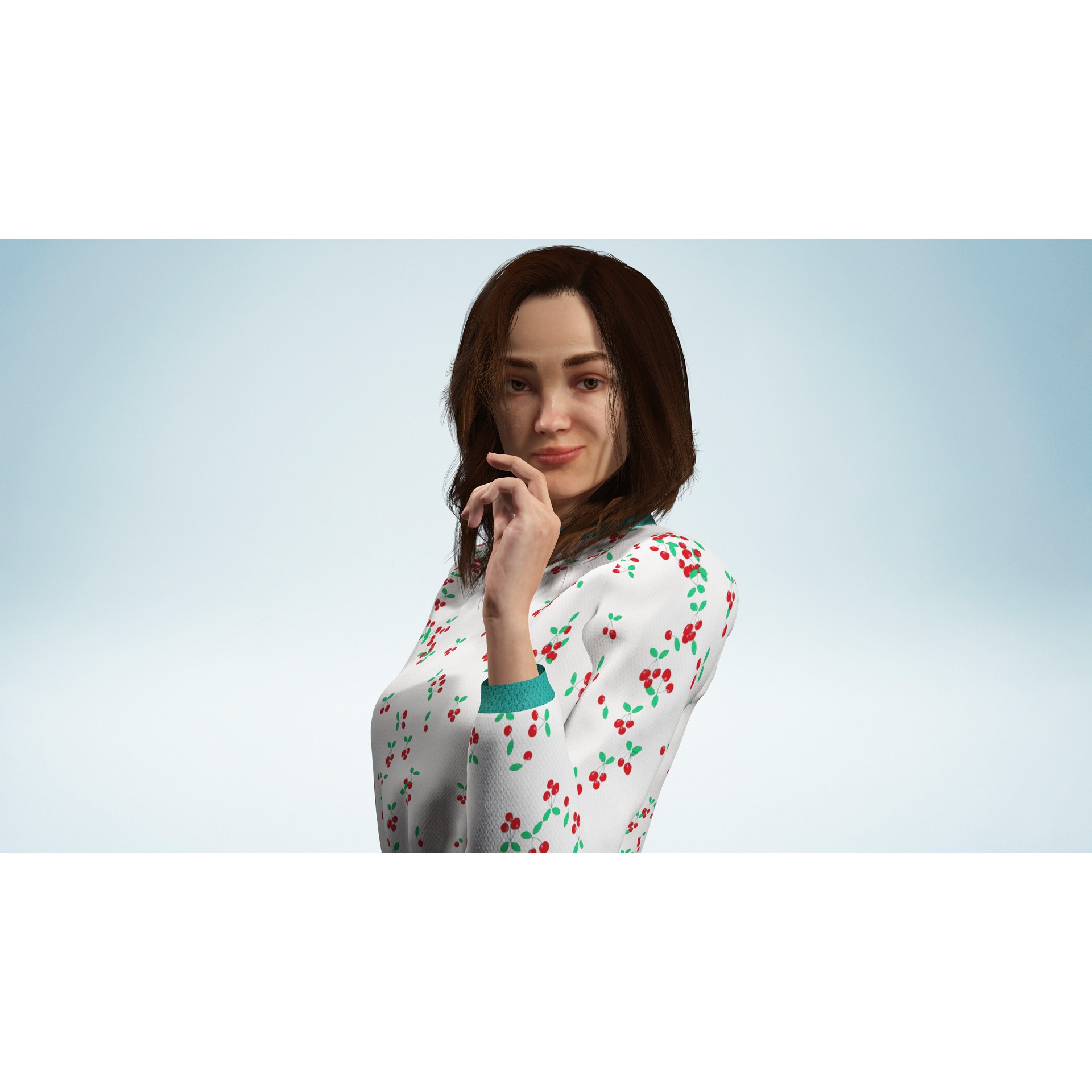 Casual Pajama Girl - Low-Poly Game-Ready 3D Model - View 10