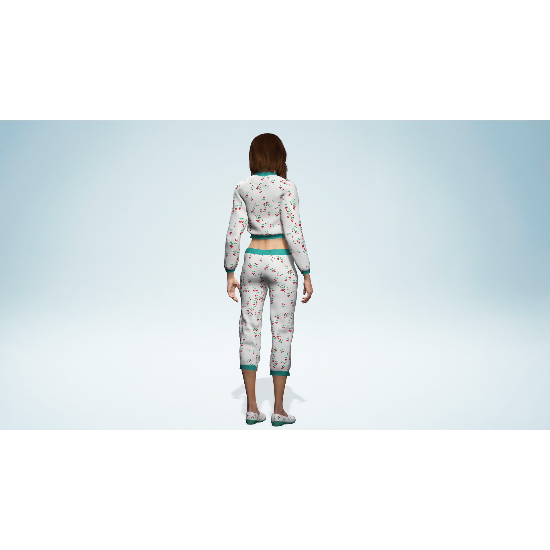 Casual Pajama Girl - Low-Poly Game-Ready 3D Model - View 12