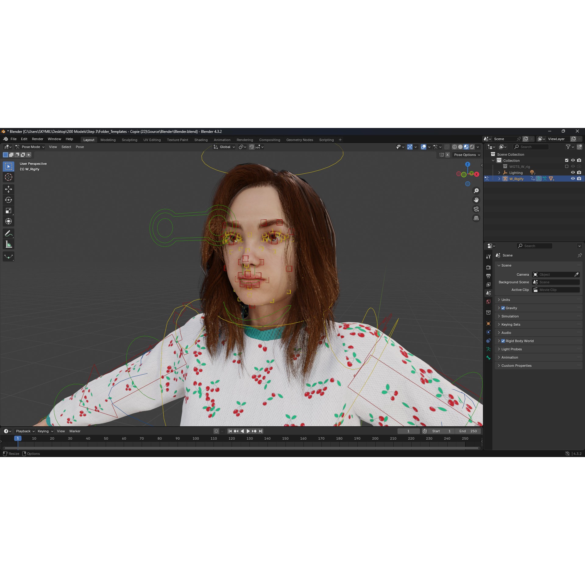 Casual Pajama Girl - Low-Poly Game-Ready 3D Model - View 14