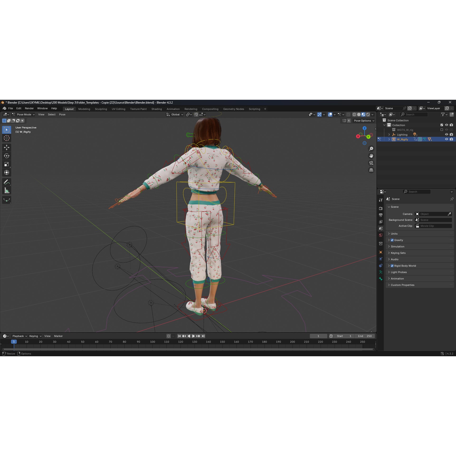 Casual Pajama Girl - Low-Poly Game-Ready 3D Model - View 16