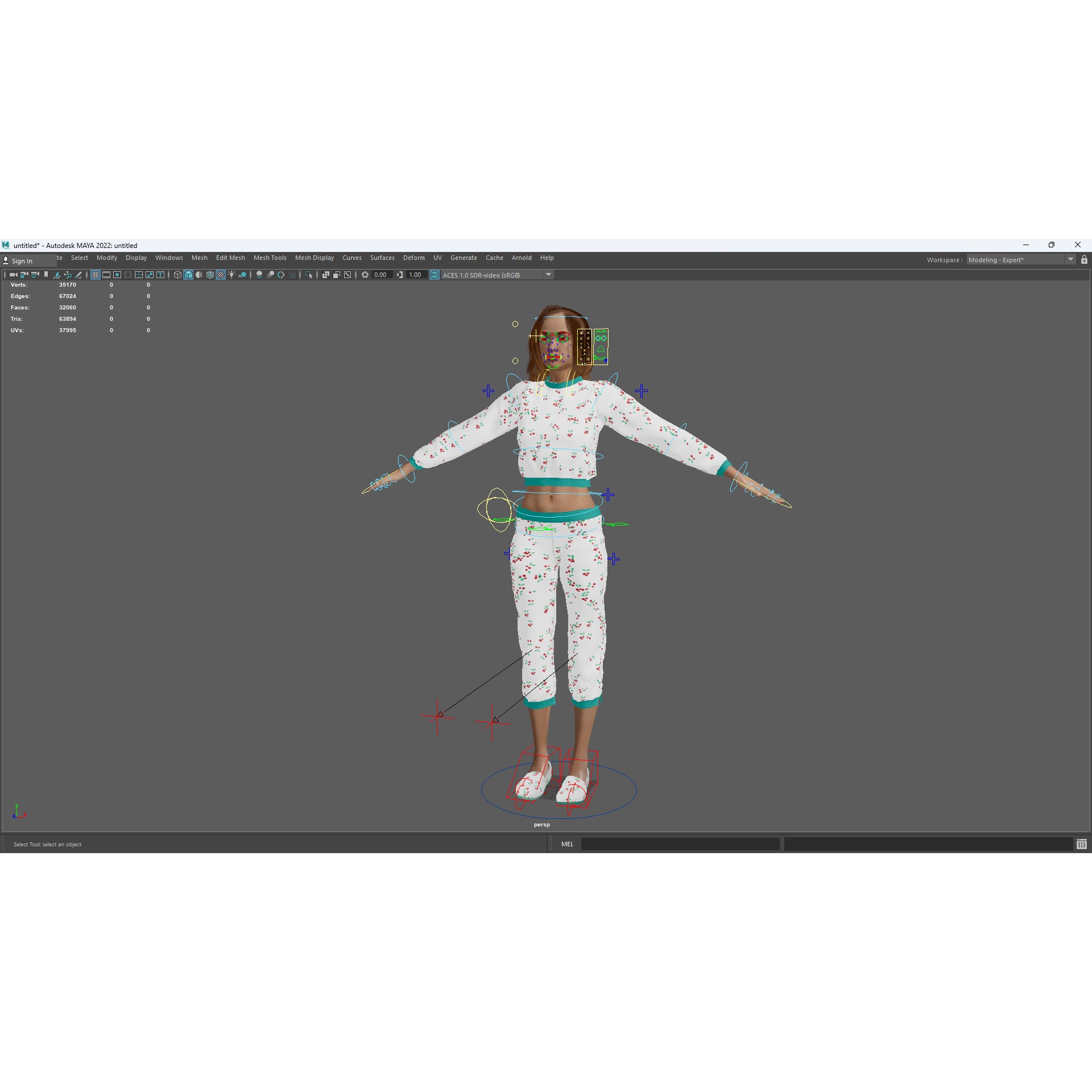 Casual Pajama Girl - Low-Poly Game-Ready 3D Model - View 18