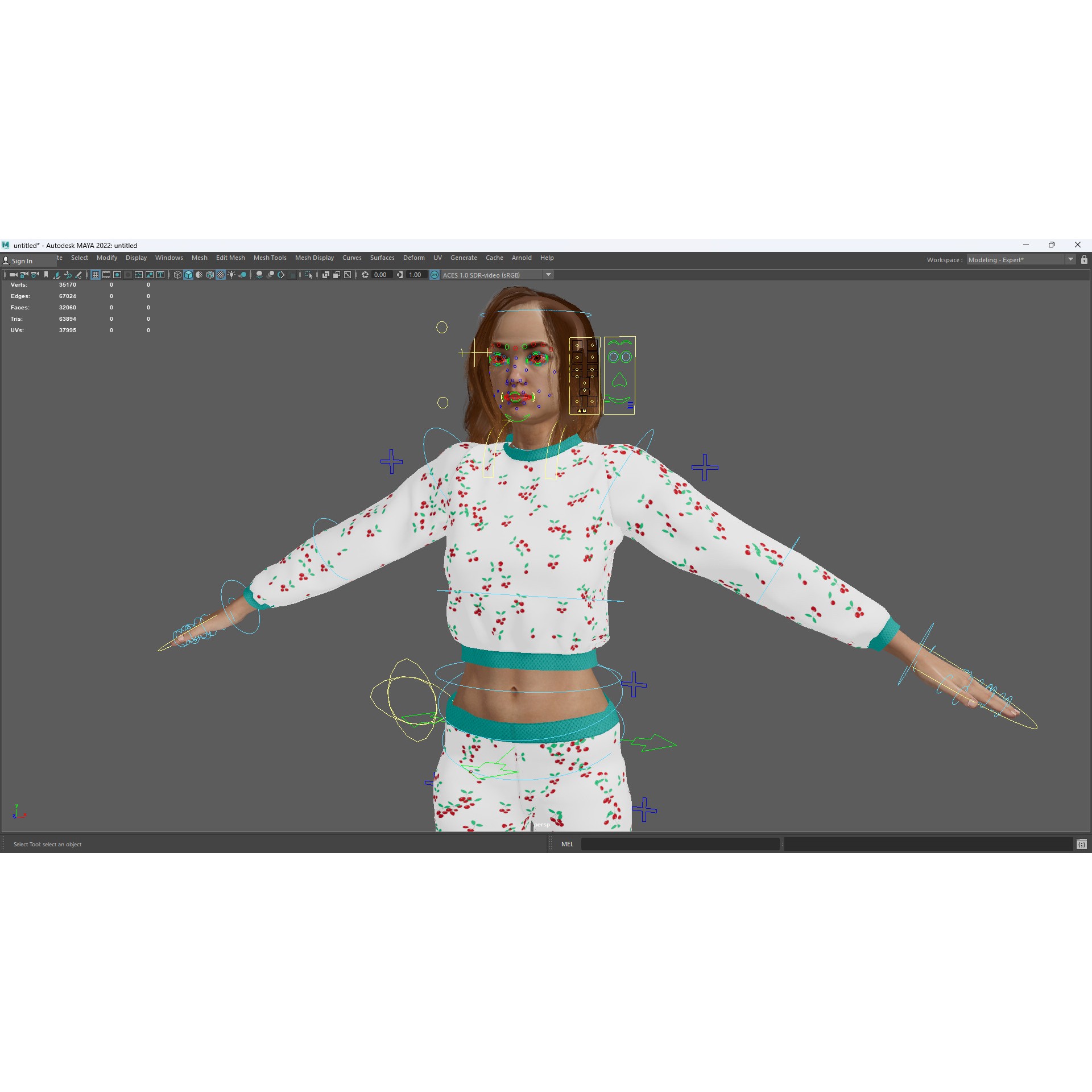 Casual Pajama Girl - Low-Poly Game-Ready 3D Model - View 19