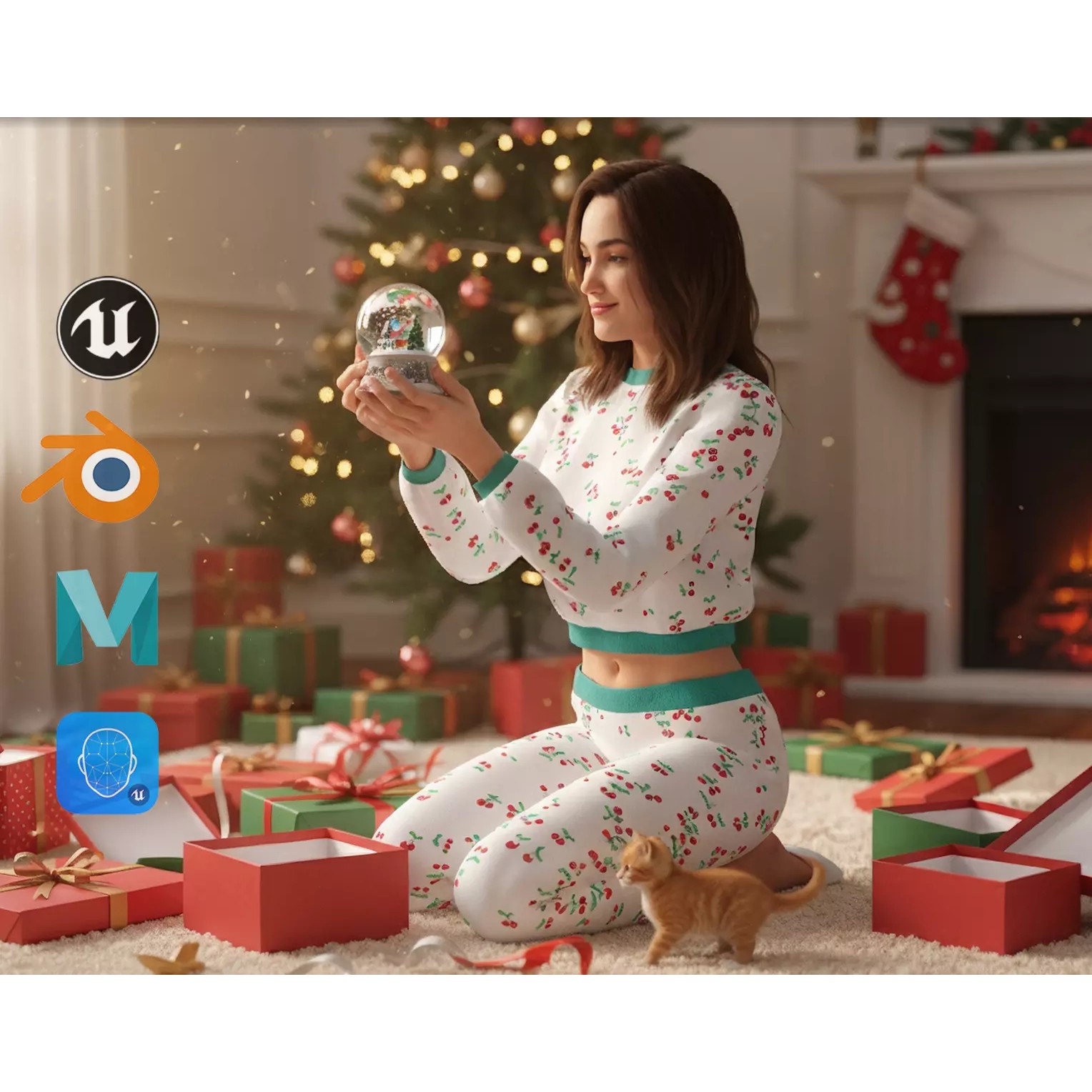 Casual Pajama Girl - Low-Poly Game-Ready 3D Model - View 2