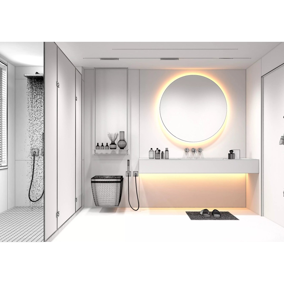 Bathroom Interior 3D Model – Modern Luxury Design, FBX & OBJ Formats - View 8