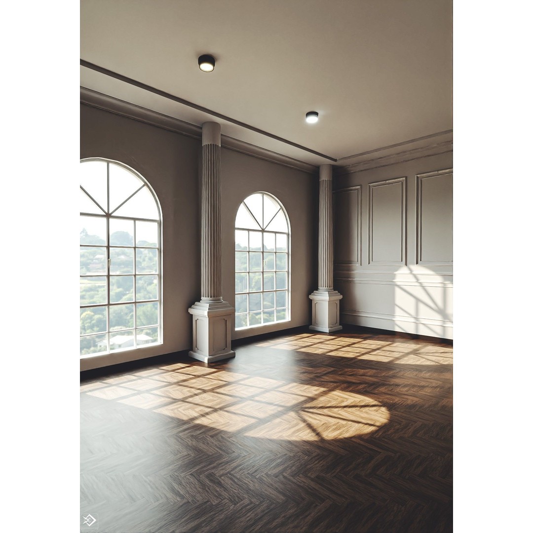 Royal Empty House Rooms 3D Model – Low Poly Game Asset, FBX, PBR - View 12