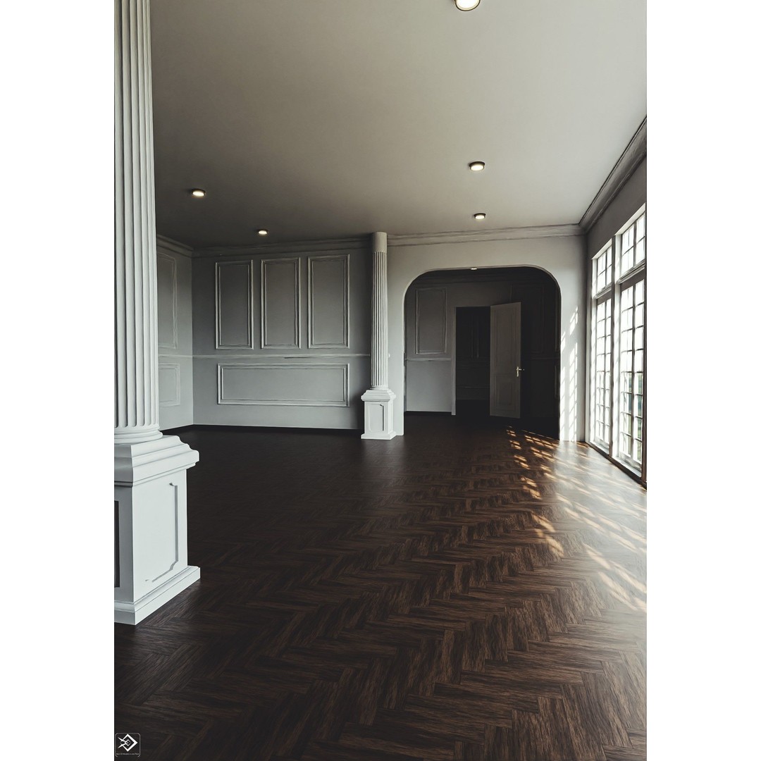 Royal Empty House Rooms 3D Model – Low Poly Game Asset, FBX, PBR - View 15