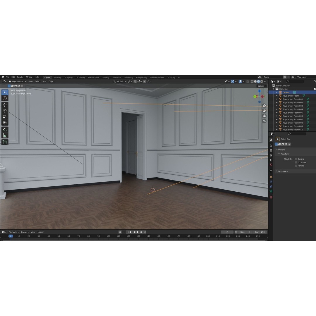 Royal Empty House Rooms 3D Model – Low Poly Game Asset, FBX, PBR - View 18