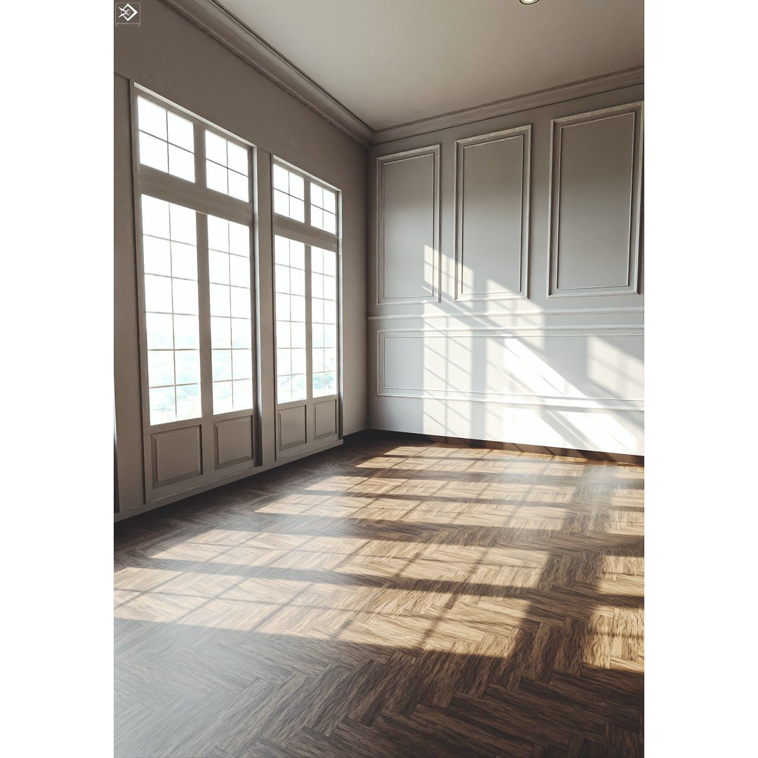 Royal Empty House Rooms 3D Model – Low Poly Game Asset, FBX, PBR - View 6