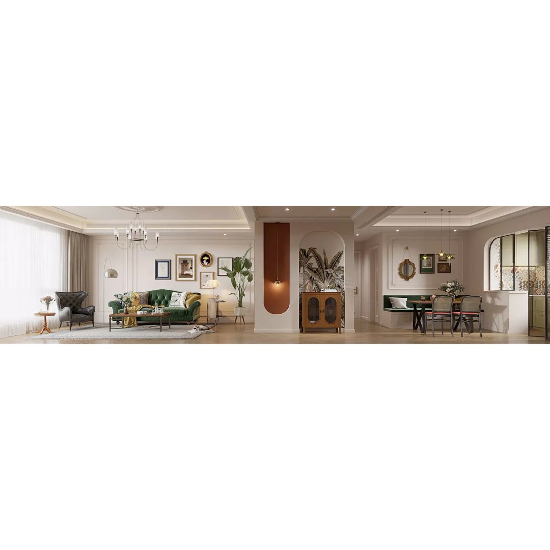 Living Room 3D Model – Fully Textured Interior Scene, Corona Renderer - View 2