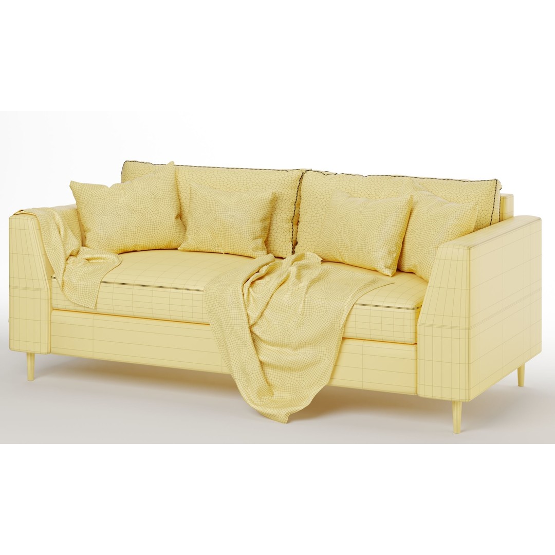 Avondale Sofa 3D Model – Modern Fabric Design, FBX & OBJ Formats