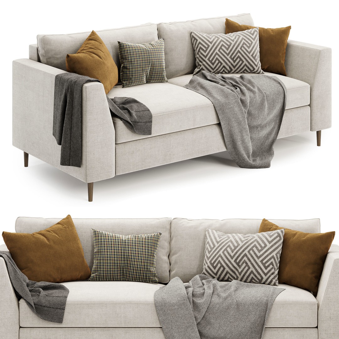 Avondale Sofa 3D Model – Modern Fabric Design, FBX & OBJ Formats - View 4