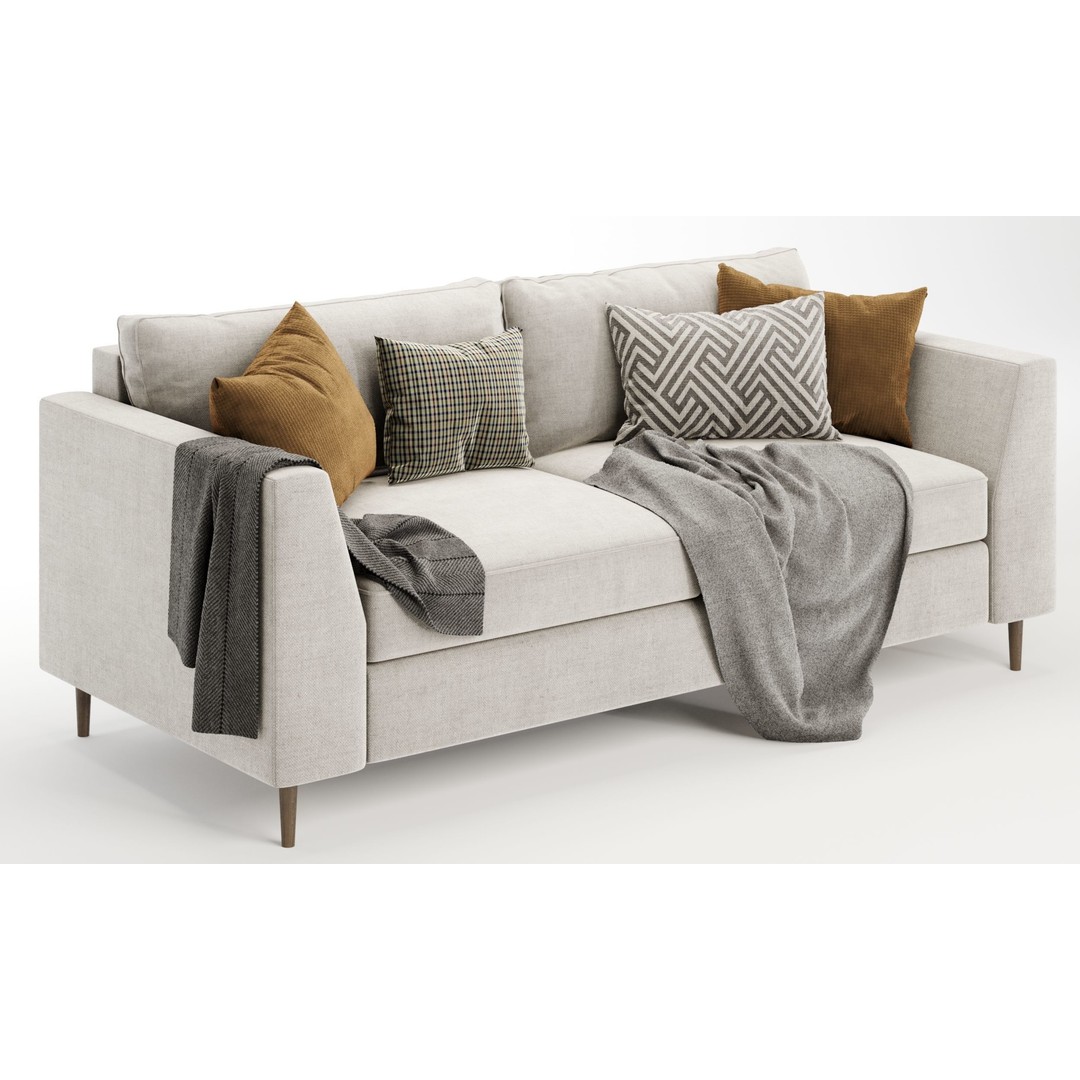 Avondale Sofa 3D Model – Modern Fabric Design, FBX & OBJ Formats - View 6