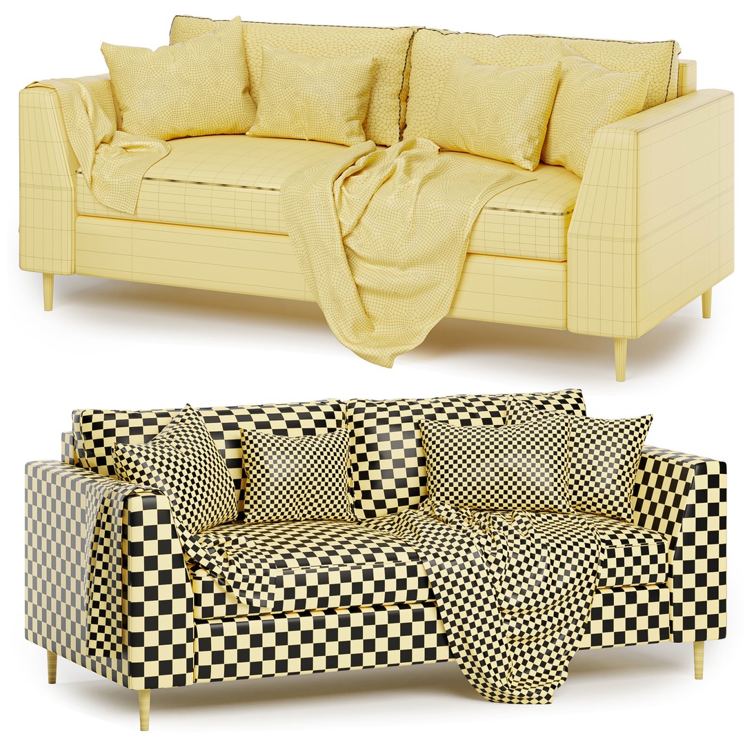 Avondale Sofa 3D Model – Modern Fabric Design, FBX & OBJ Formats - View 7