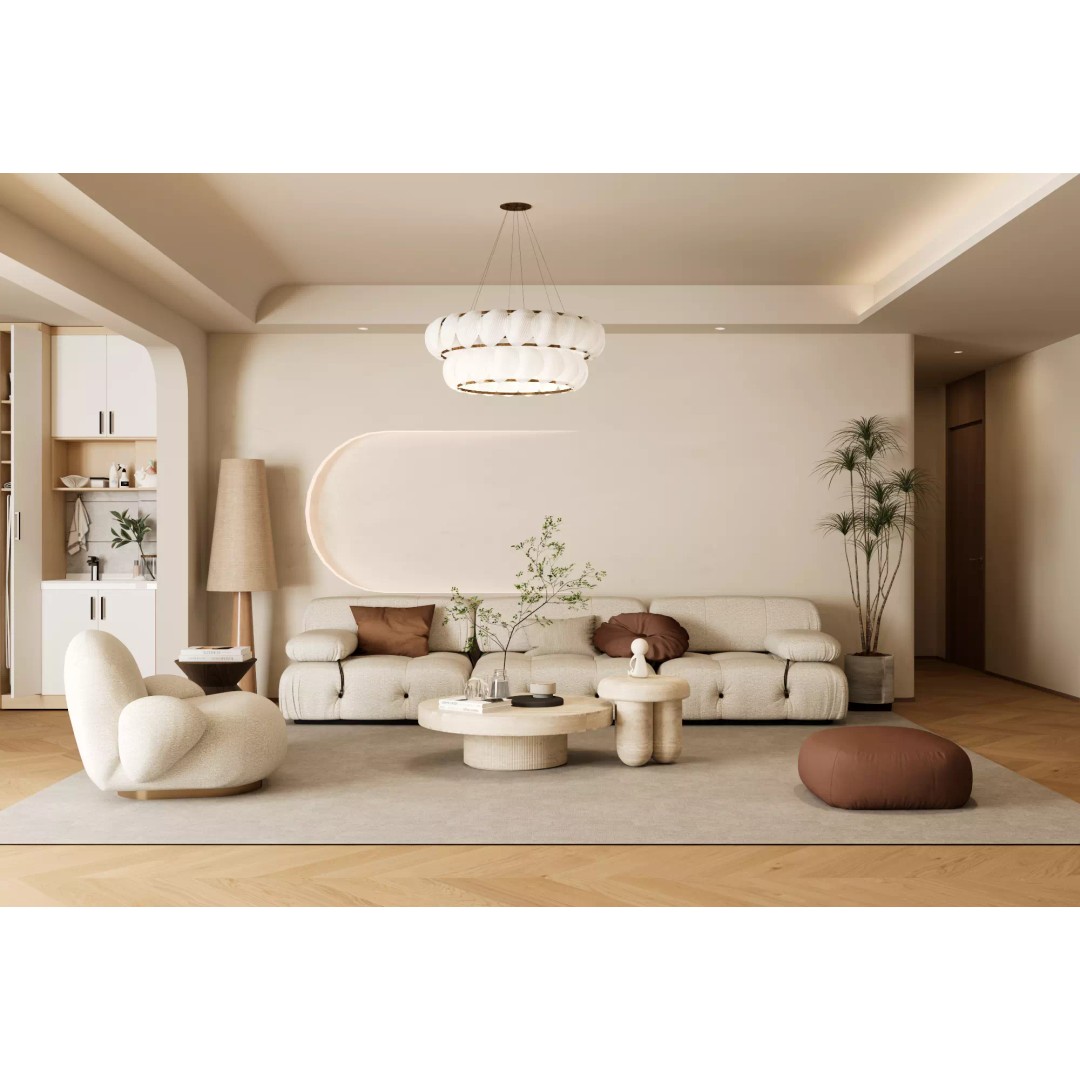 Wabi-Sabi Living Room 3D Model – Minimalist Interior with Integrated Laundry - View 2