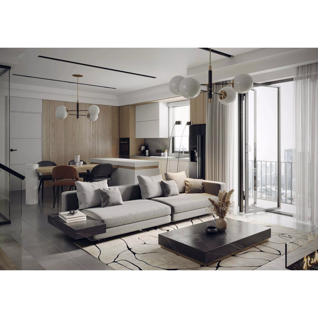 Contemporary Living Room 3D Model – PBR Textures, FBX, OBJ - View 2