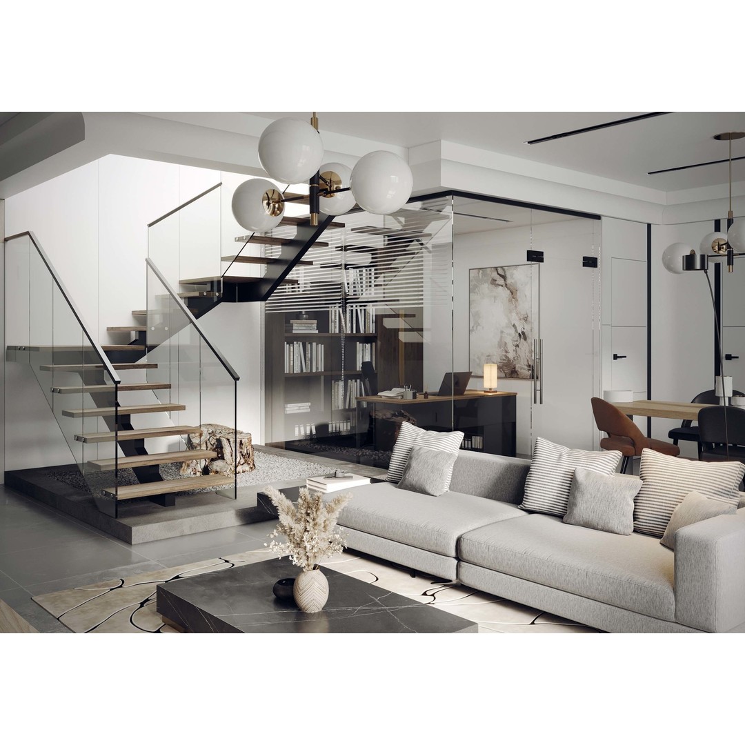Contemporary Living Room 3D Model – PBR Textures, FBX, OBJ - View 5
