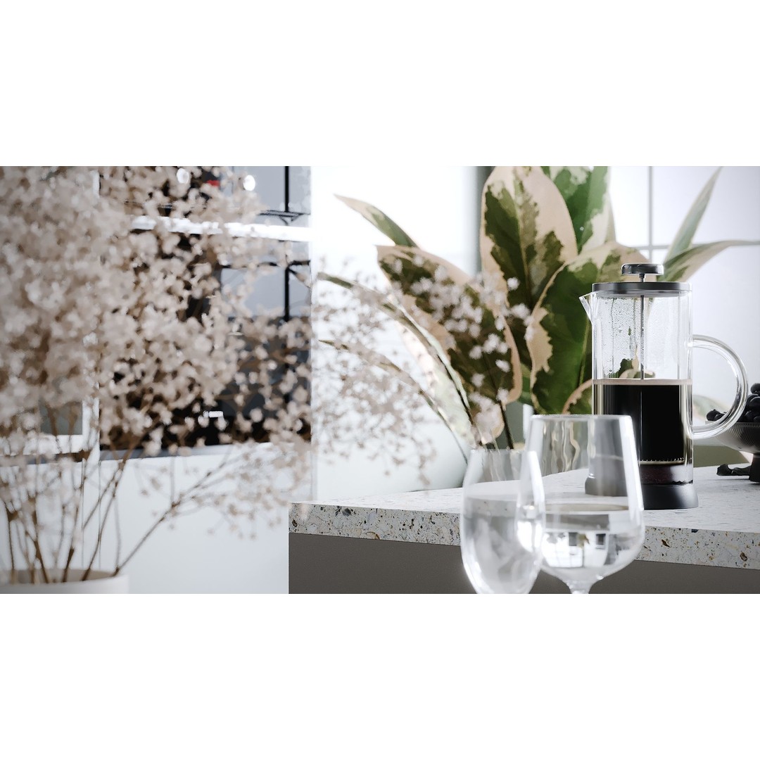 Modern Kitchen 3D Model – Minimalist Interior Design, Corona Render - View 14