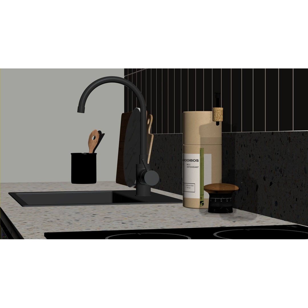 Modern Kitchen 3D Model – Minimalist Interior Design, Corona Render - View 15