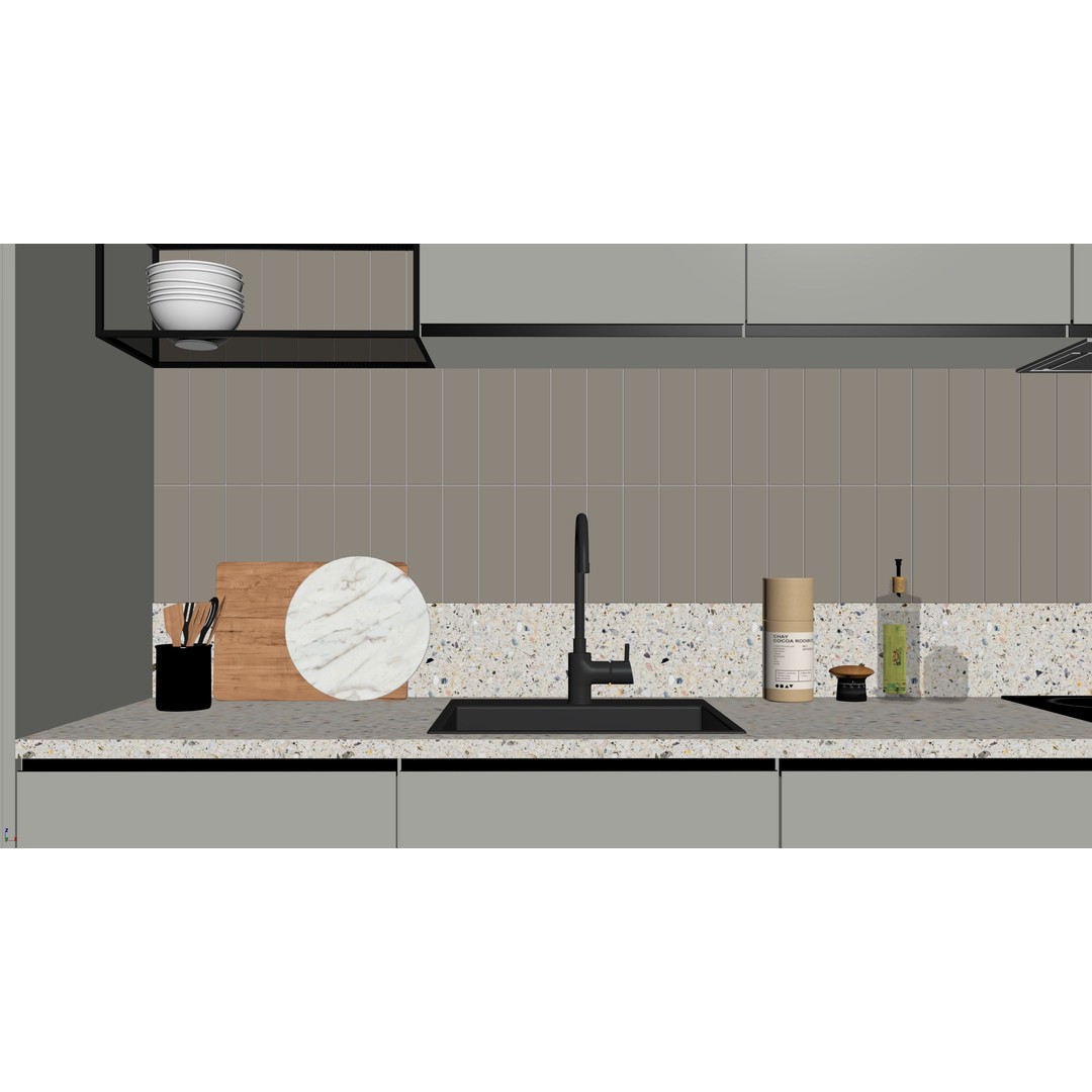 Modern Kitchen 3D Model – Minimalist Interior Design, Corona Render - View 16