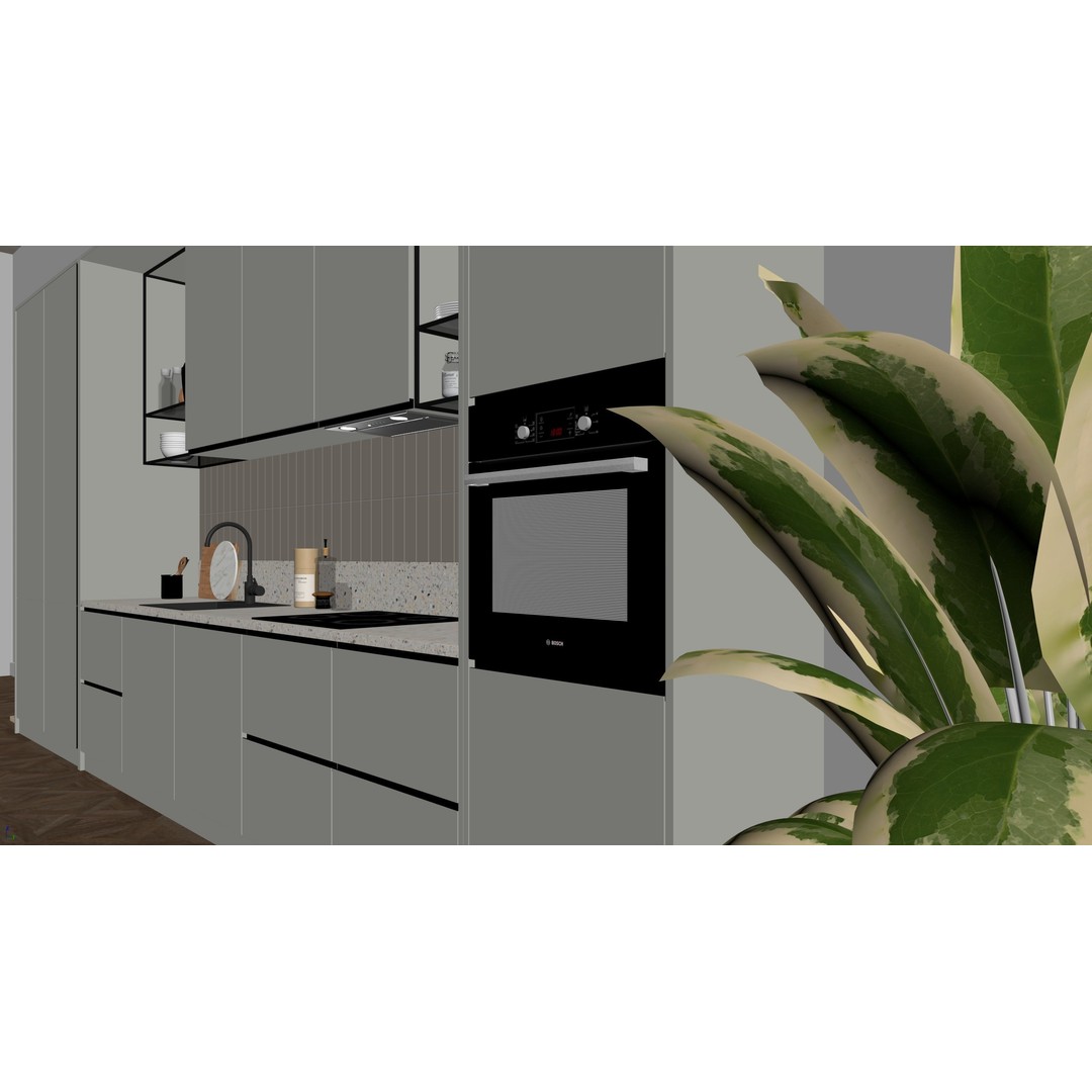 Modern Kitchen 3D Model – Minimalist Interior Design, Corona Render - View 19