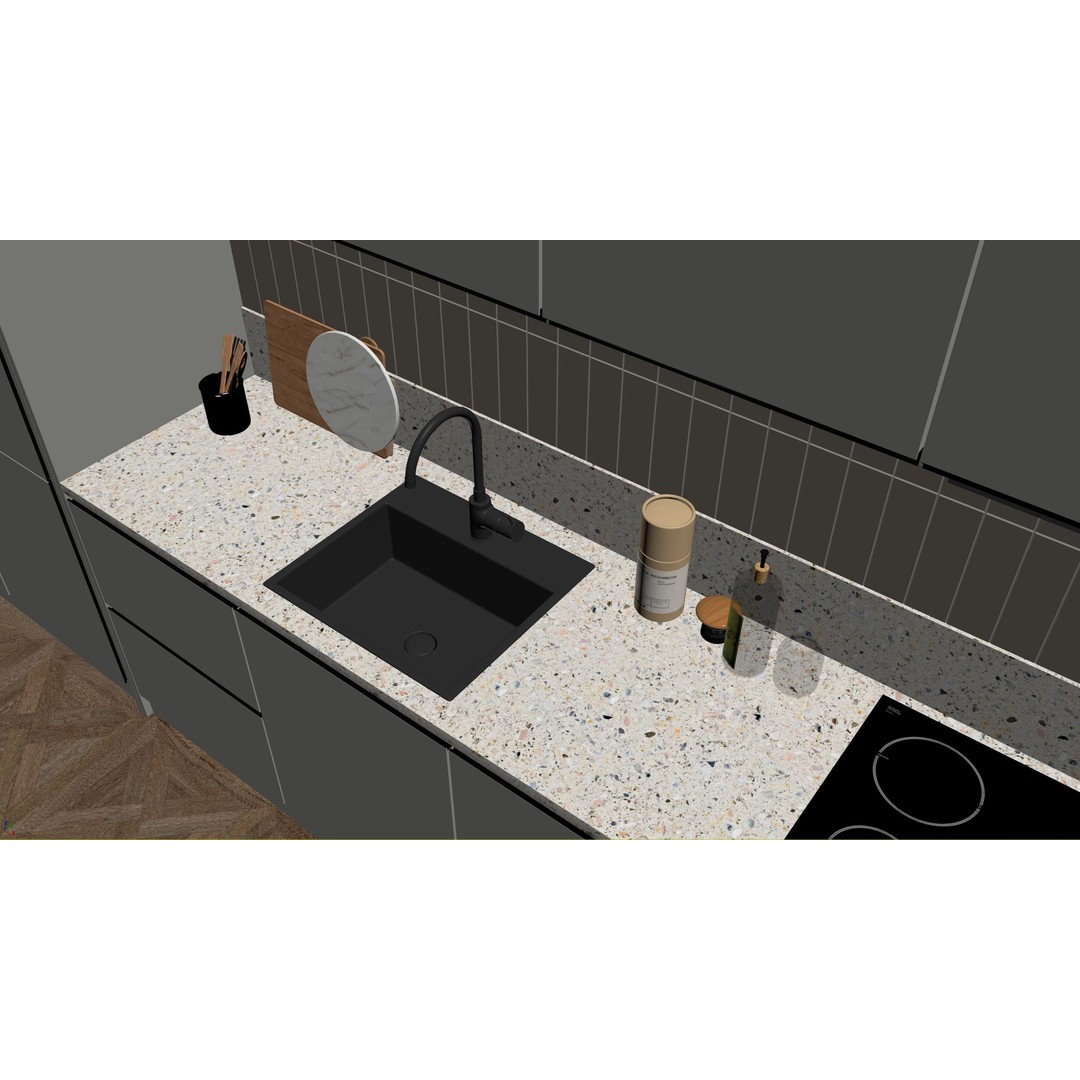 Modern Kitchen 3D Model – Minimalist Interior Design, Corona Render - View 20