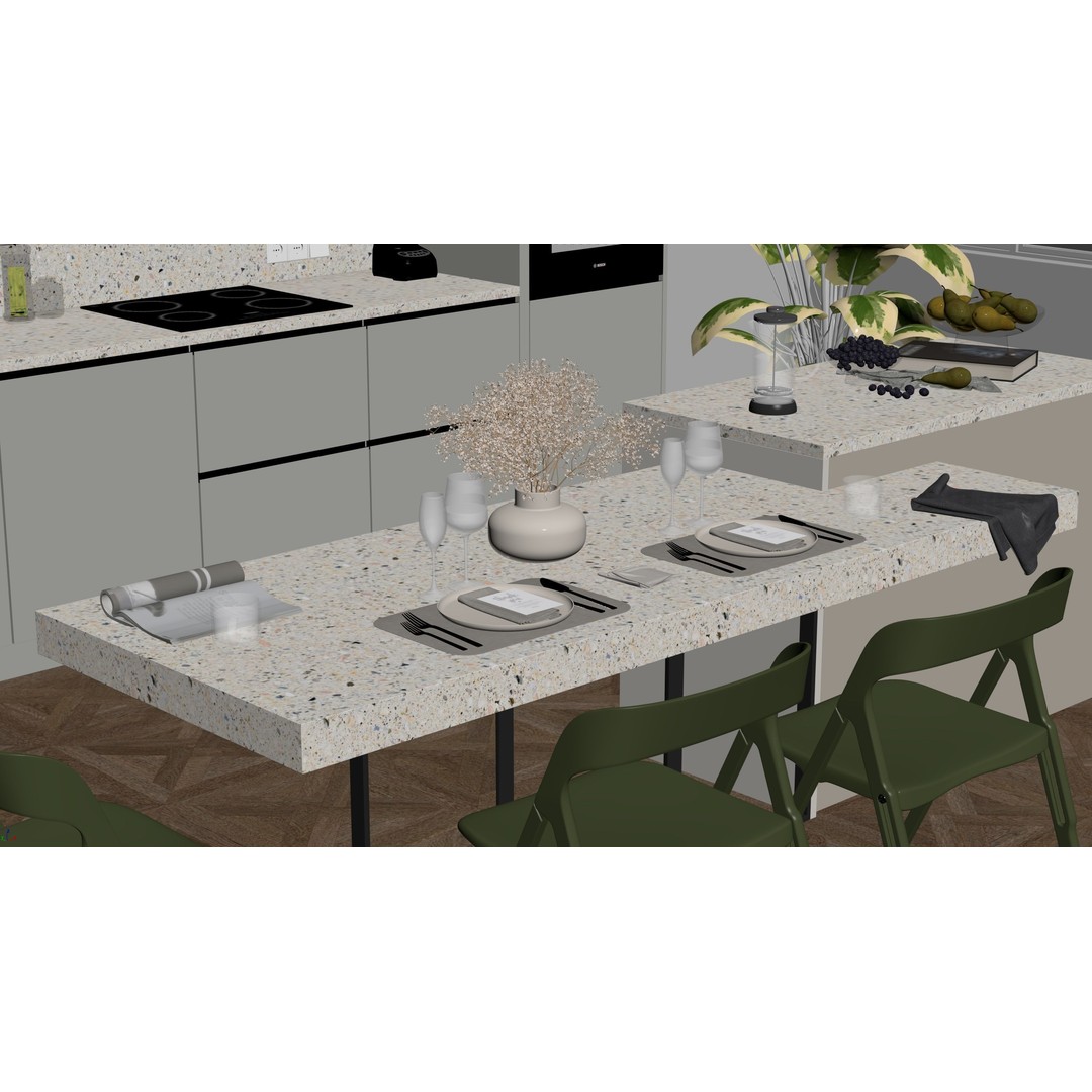 Modern Kitchen 3D Model – Minimalist Interior Design, Corona Render - View 23