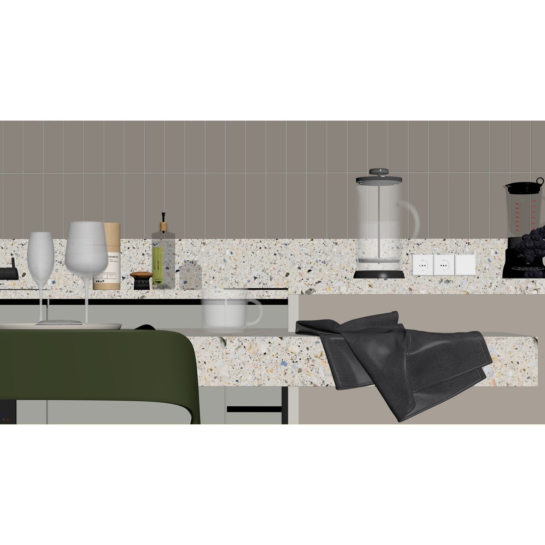 Modern Kitchen 3D Model – Minimalist Interior Design, Corona Render - View 26