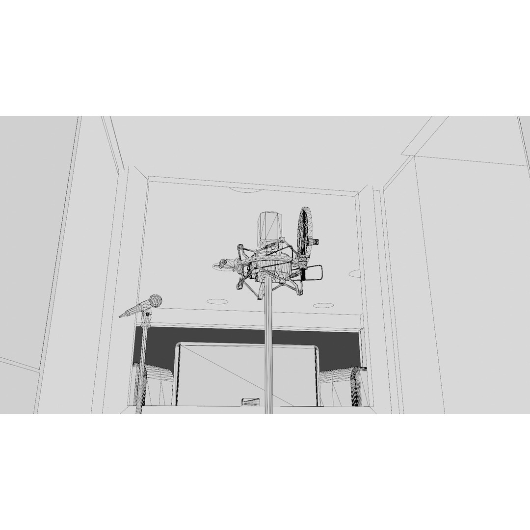 Recording Studio 3D Model – Low Poly Interior Booth with Textures - View 10