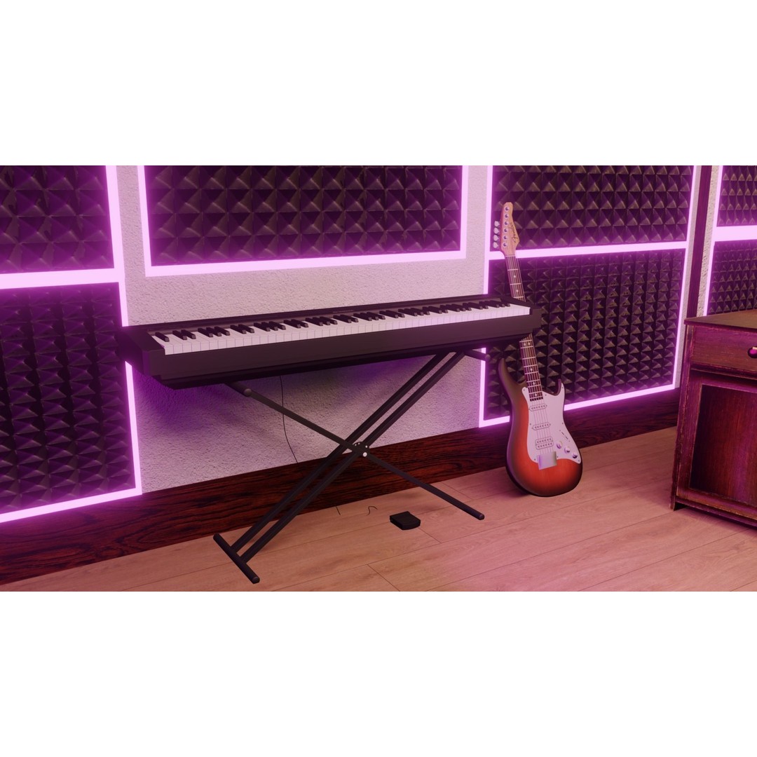 Recording Studio 3D Model – Low Poly Interior Booth with Textures - View 11