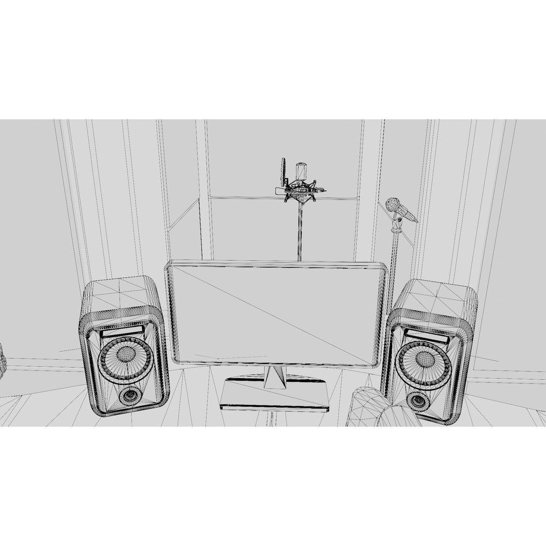 Recording Studio 3D Model – Low Poly Interior Booth with Textures - View 13
